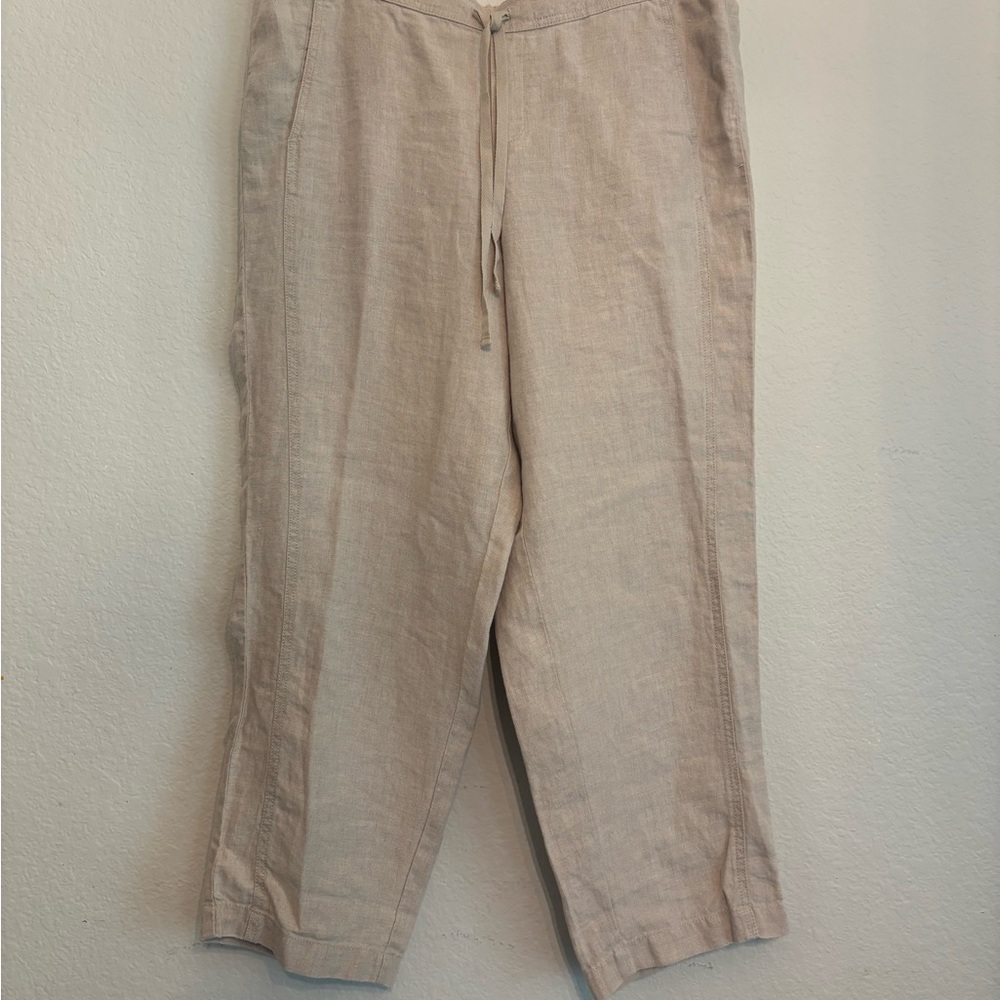 J Jill 100% linen  Tan Drawstring Pants